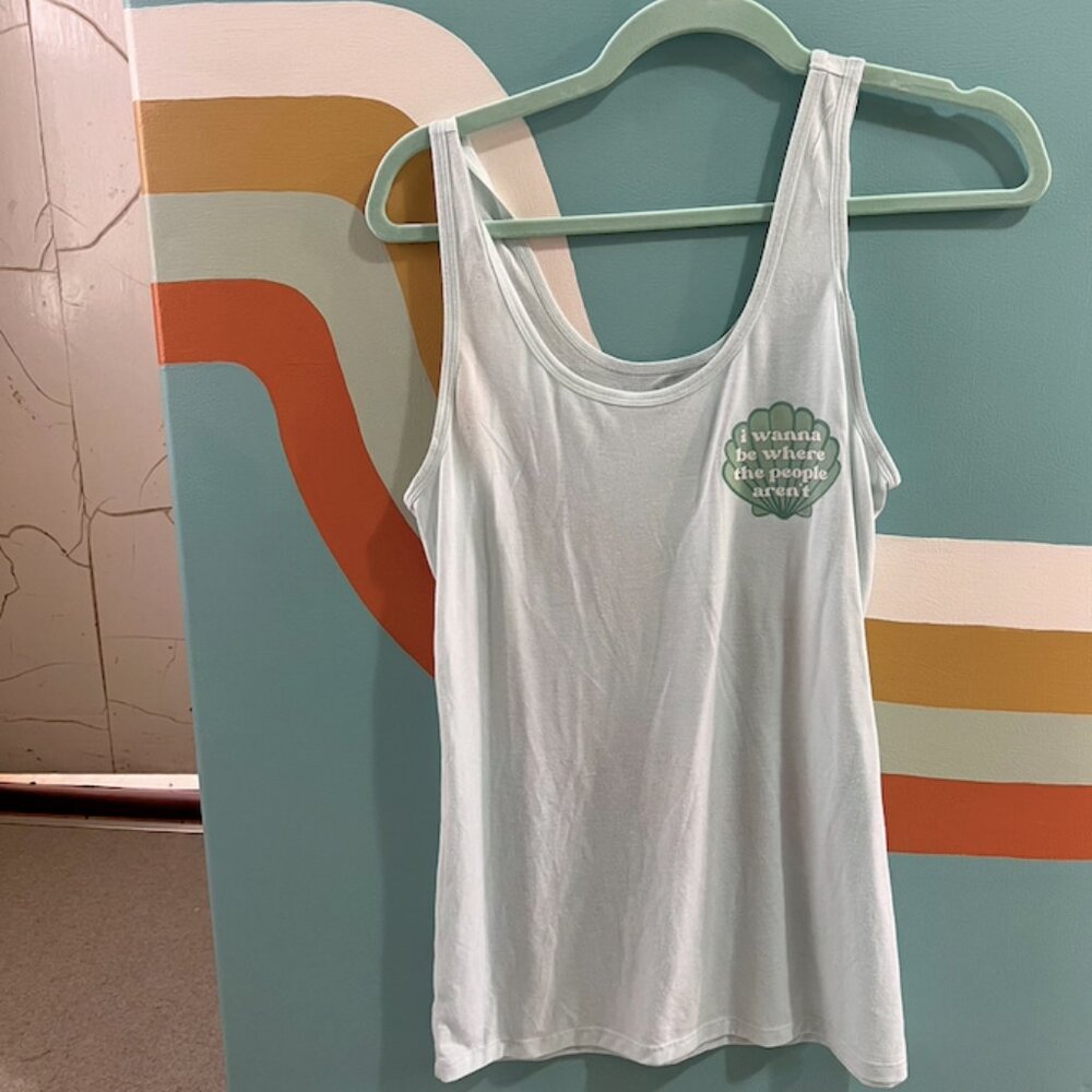 3/$20 "where the people aren't" green beachy tank (size L)